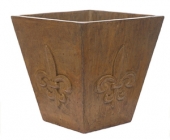 Lg Tapered Square Fleur De Leis Planter